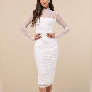 Elegant White Sheer Sleeve Dress